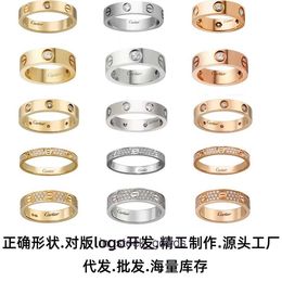 Top end Designer rings for womens Classic LOVE Ring Womens V Gold Plated 18K Rose Gold Light Luxury High Edition Wide and Narrow Single Diamond Three Diamond Ring 1to1