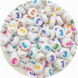 100pcs 7mm Acrylic Beads 0-9 Numbers Beads Ovla Shape Spacer Beads For Jewelry Making DIY Handmade Charm Bracelet Necklace