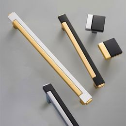 AOBT Kitchen Cabinet Handle Black Bright Gold Drawer Pulls and Knob Furniture Wardrobe Zinc Alloy Cupboard Door Handles Hardware