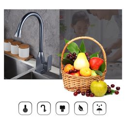 Space Aluminum Water Kitchen Sink Basin Faucet Luxury Single Handle Bathroom Basin Sink Water Taps Cold And Hot Mixer Faucet