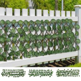 Decorative Flowers 40cm Artificial Ivy Hedge Green Leaf Fence Panels Faux Privacy Screen For Outdoor Balcony Garden Wall Hedges