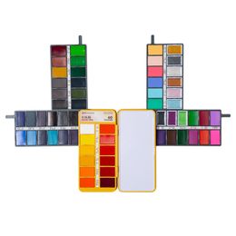 Superior Professional Folded Solid Watercolor Paints Set with Glitter Water Color Paint Aquarela For Painting Art Supplies