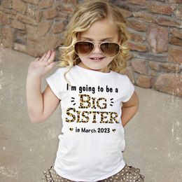 I'm Doing To A Big Sister Print T-shirt Baby Announcement Sibling Clothes Summer Girls T Shirt Toddler Short Sleeve Outfit Tops