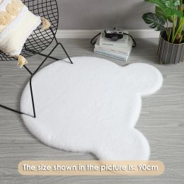 OLOEY Carpet Bear Shape Round Doormat Fluffy Mat Non-slip Fuzzy Plush Rug for Children Bedroom Baby Room Teen Girls Dorm Decor