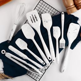 Marbling Silicone Kitchenware Cooking Utensils Set Non-stick Cookware Spatula Shovel Egg Beaters Baking Tools With Storage Box