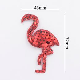 16Pcs 72mm Glitter Colourful Flamingo Appliques with Sequins Embroider Pads Patches for Clothes Sewing Supplies Hair Hat Decor