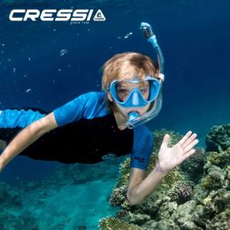 Diving Masks Cressi F1 Kids Diving Mask Mini Dry Snorkel Set Frameless Mono Lens Small Size for Boys Girls Y240410