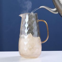 54Oz Glass Pitcher with Lid Iced Tea Pitcher Water Jug Hot Cold Water Ice Tea Wine Coffee Milk and Juice Beverage Carafe