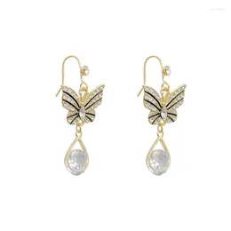 Dangle Earrings 2024 Butterfly Female Ins Net Red Temperament Wild Zircon High-end Light Luxury Ear Jewellery Women