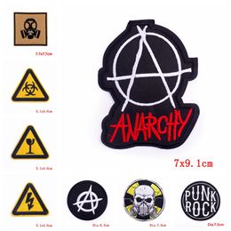 Prajna 10PCS Wholesale Biohazard Logo Patches On Clothing Thermoadhesive Patches DIY Warning Sign Embroidered Patch For Clothing