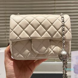 2024 Leather Pouch Handbag Lady Silver Ball Weave Chain Strap Crossbody Bags