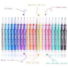 Acrylic Paint Pens Glitter Markers, ZSCM 21 Colours Easter Eggs Painting Pens Markers Metallic Art Marker for Kids Adults Card