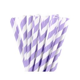 25pcs Purple And Light Purple Stripe Dot Paper Straws For Birthday Wedding Decorative Party Event Drinking Straws Supplies