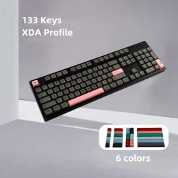 Accessories XDA Black Keycaps PBT Dye Sublimation Keycap 133 Keys Retro For Mechanical Keyboard Game Office Keyboard Key Cap ISO Enter Key