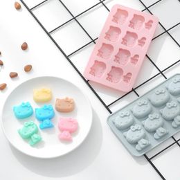 Cute Cat Silicone Mould DIY Ice Tray Chocolate Biscuit Mould Baking Tools Cake Decoration Accessories Hello Cat Silicone Mould
