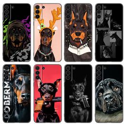 Animal Doberman Dog Phone Case For Samsung Galaxy S21 S20 FE S22 Ultra S10 Lite S9 S8 Plus S10E S7 Edge Soft TPU Black Cover