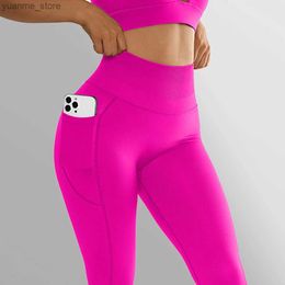 Yoga Outfits Yoga Pants Sports Leggings Women With Pocket Exercise Running Fitness High Waist Seamless Gym Leggings Women Workout Tights Y240410