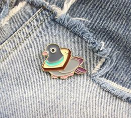RNG Cute Bird Bread Metal Enamel Pin Wheat Delicious Slice Collar Fun Cartoon Animal Brooch Shirt Badge Bag Lapel Jewellery Gift2348191