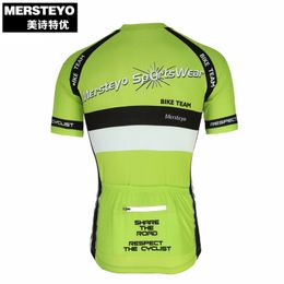 MERSTEYO Team Green Men Cycling Jersey Summer Bicycle Breathable Top Ropa Ciclismo Bike Clothing T-shirt Cycle Gear