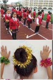 Kindergarten kid dance sequin hand flower adult bell wrist bracelet Children Festival activity Sports meeting Performance props