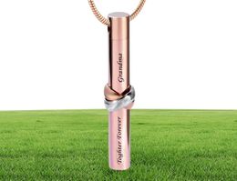 Fashion jewelry custom Loving Memory Together Forever brother rose gold Cylinder Memorial Pendant Ashes Urn Cremation Necklace6203039