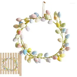 Decorative Flowers Easter Egg Wreath Cute Colourful Garland Creative Wreaths Funny Door 36cm Decor For Doors Stairs