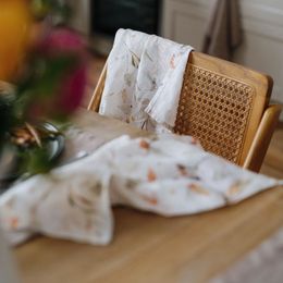Floral Printed Linen Napkin, 100% Pure Linen, Natural Fabric, Handcrafted, Machine Washable, TJ7849, Set of 4, 40x60cm