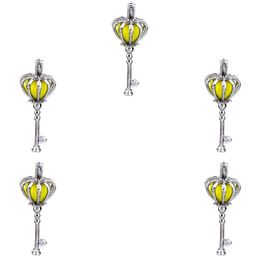 10Pcs Silver Colour Crown Key Pearl Cage Locket Diffuser Charm Pendant For DIY Necklaces Bracelet Keychain Jewellery Making Bulk