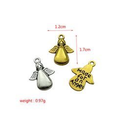 12*17mm Charming Cute Tibetan Silver Gold Glossy Angel Pendant DIY Beaded Bracelet Necklace Earrings Jewelry Making Accessories