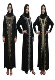 2017 Latest Design Muslim dress Diamond Long Sleeve Black Dubai Abaya with three colors to choose from5537145