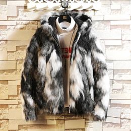 Men's Hoodies Winter Fuzz Trend Eco-friendly Fur Hooded Warm Hip Hop Coat