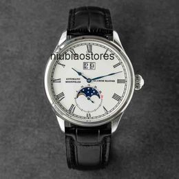 Watch Stainless Mens Steel Sapphire Moon Phase Automatic Mechanical Calendar Luxury Chronographe Auto Date Waterproof Wristwatches Designer