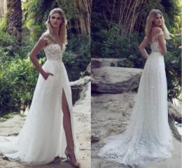 Limor Rosen 2024 Wedding Dresses Illusion Bodice Lace A-Line Bridal Gowns Sweep Train Vintage Garden Beach Boho Wedding Dress