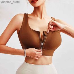 Yoga Outfits Cloud Hide Front Zipper Yoga Bra Plus Size Sports Top Women Fitness Push up Gym Workout Running Shirt S-XXL Shockproof SEXY Vest Y240410