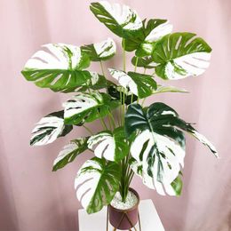 75cm 24 Leaves Artificial Monstera Large Tropical Plants Real Touch Palm Leaves Fake Plastic Turtle Foliage Home Office Decor 2106265Z