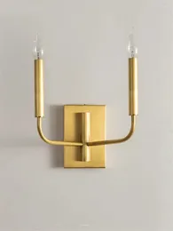 Wall Lamp American Gold Copper Candle Holder Lamps Living Room Modern Bedroom Bedside Luxury Corridor Aisle Sconces Lights