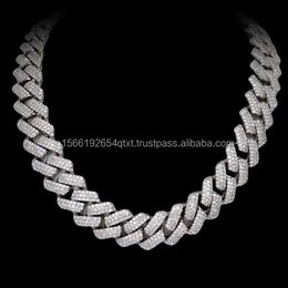 925 STERLING SLATA MIAMI 14mm Chain cubano arredondado com o uso da cadeia de diamantes VVS Moissanite para unissex da Índia