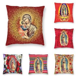 Pillow Nordic Virgin Mary Cover For Sofa Velvet Mexican Catholic Jesus Case Living Room Home Decor