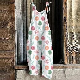 WomenS Sleeveless Jumpsuit Summer Easter Print Wide Leg Long Pants Rompers Ladies Plus Size Casual Loose Bib Trousers 240410