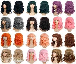 16 Inches Synthetic Wig in 17 Colors Pelucas Loose Body Wave Simulation Human Hair Wigs WIG3484010865