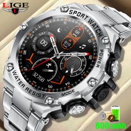 Watches LIGE New Military Smart Watch 800mAh Long Range Tough Body Bluetooth Call Outdor Health Monitoring Sport Tracket Smartwatch Men
