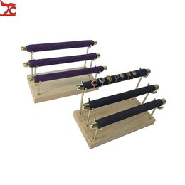 Multilayer Wooden Detachable Ring Display Rack Jewellery Store Window Showcase Shelf with Stick Stand Packaging