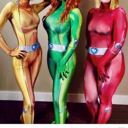 Adults Kids Anime Clover Sam Alex Mandy Totally Spies Cosplay Costume Bodysuit Zentai Suit Halloween Jumpsuits