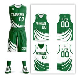 Custom Basketball Fans Sports Set Sleeve Jerseys for Men Double Sided Printed Your Team Name and Number