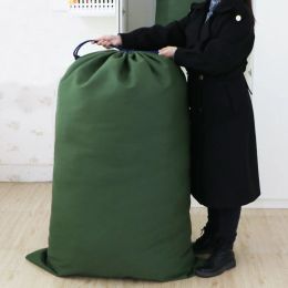 Moving Luggage Bags Large Canvas Heavy Duty Laundry Bags Green White Thick Breathable Dust-proof Drawstring Storage Pouch Bags