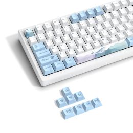 Accessories 129 Keys Ocean Whale PBT Keycaps Dye Sub Cherry Profile Backlit Blue White DIY Key caps For Cherry MX Switch Mechanical keyboard