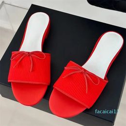 women flat sweet slippers designer open peep toe flat with lovely bow-knot decor summer female outside walking vacation beach designer slippers