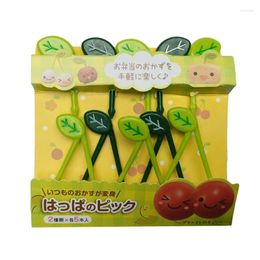 Forks 10pcs/Set Mini Cartoon Cute Toothpick Leaves Fruit Fork Picks Children Snack Cake Dessert Pick Bento Lunches Party Decoration