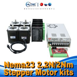 CNC kit 2.2N / 2Nm 3A Nema 23 57 x 82mm / 76mm Stepper Motor TB6600 DM542 DM556 Driver + 350W Power Supply MACH3 Controller Card