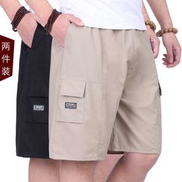 Dads Pants Middle Aged and Old Mens Capris Summer Wear Thin Casual Shorts Pocket Beach